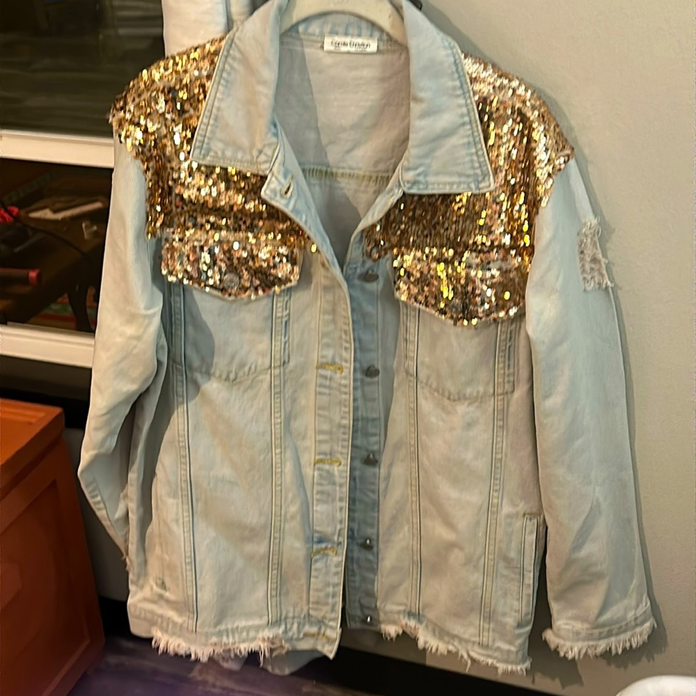 Carole Christian Jean Jacket w Sequins